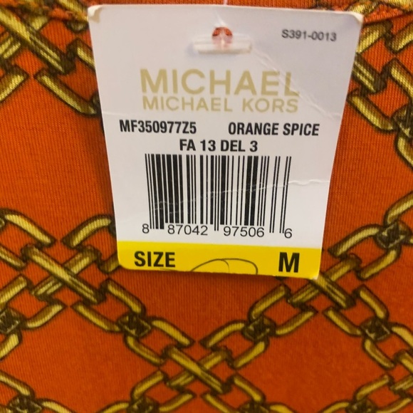 Michael Kors Chain Link Long
Sleeve Orange & Gold Top - Picture 4 of 7